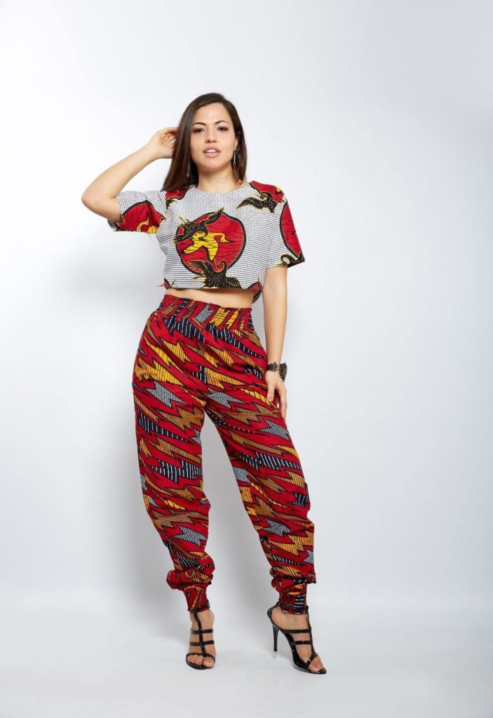 Fitted Ankara Top with Ankara Jogger Trouser