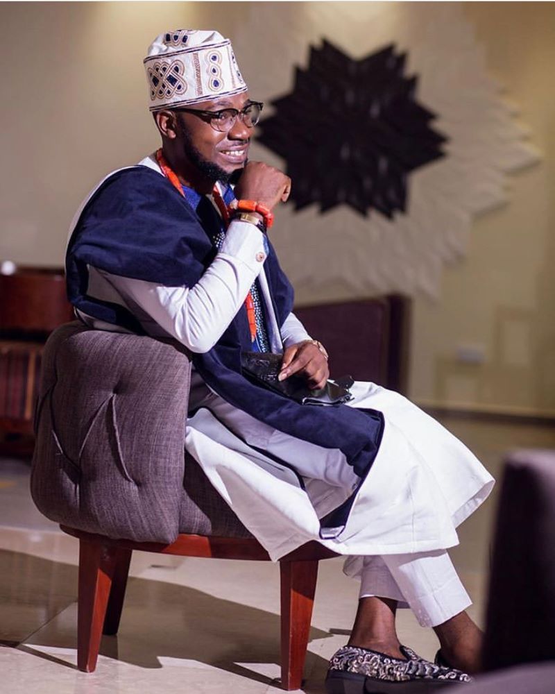 Yoruba Groom in his Aso Oke Agbada Attire