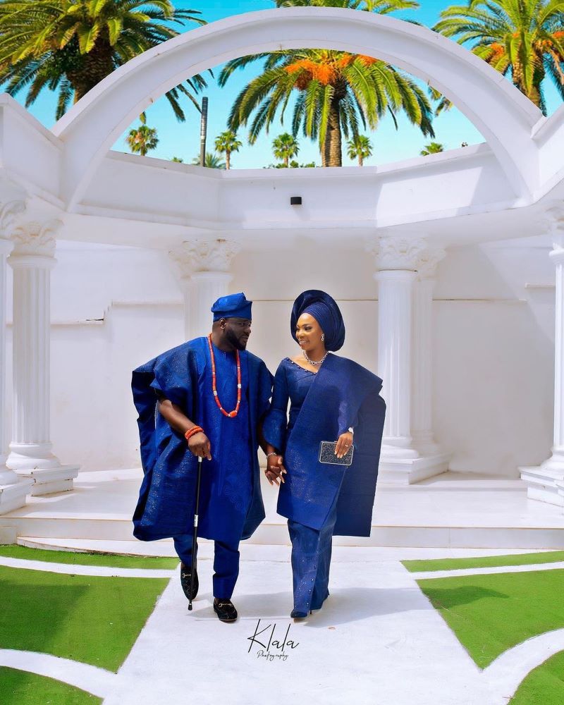 Yoruba Couple in their Eccentric Aso Oke Styles