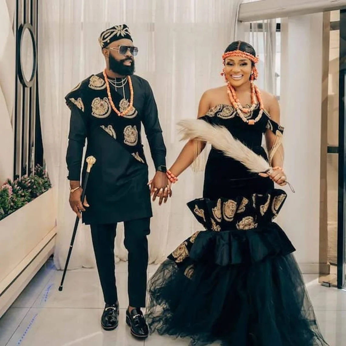 Couple in Isiagu outfits