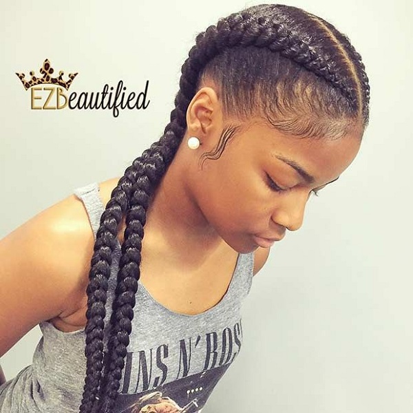 Two Cornrow Braids Hairstyle for Black Women