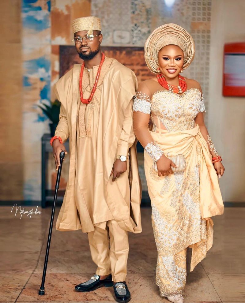 Nigerian Couple in their Traditional Wedding Attire