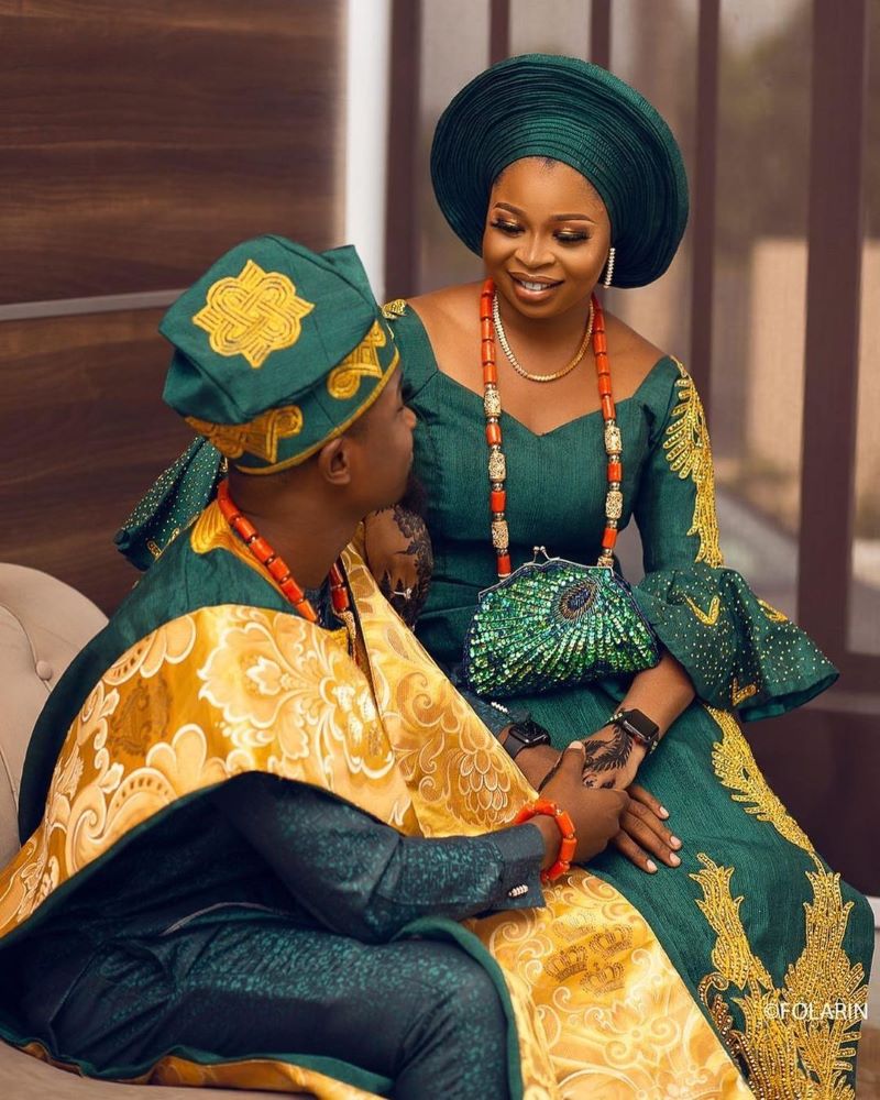 Couple in Asooke Traditional Attire